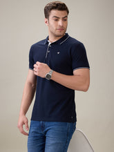 Status Quo Men's Solid Regular Fit Polo T-Shirt with Tipped Collar and Button Closure